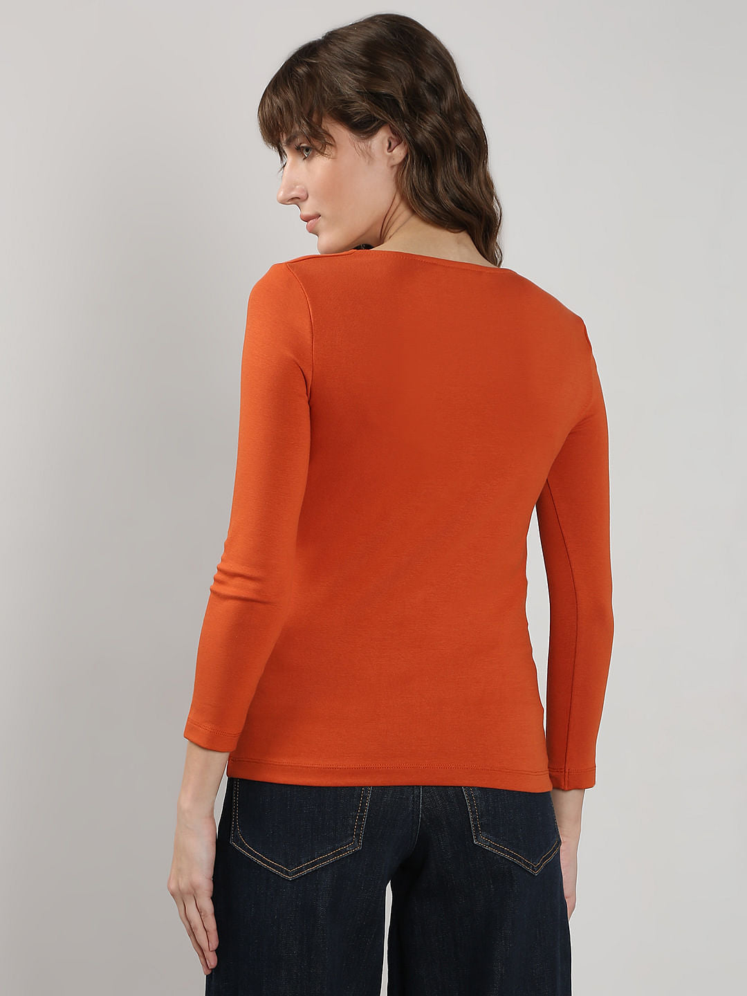 Orange Square Neck Top