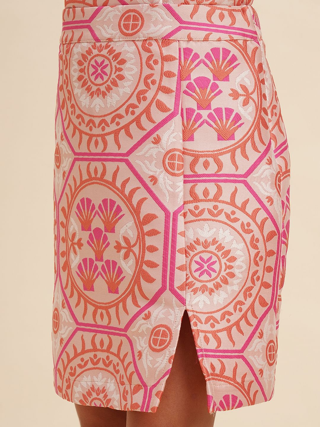 Girls Pink Printed Co-Ord Set Skirt