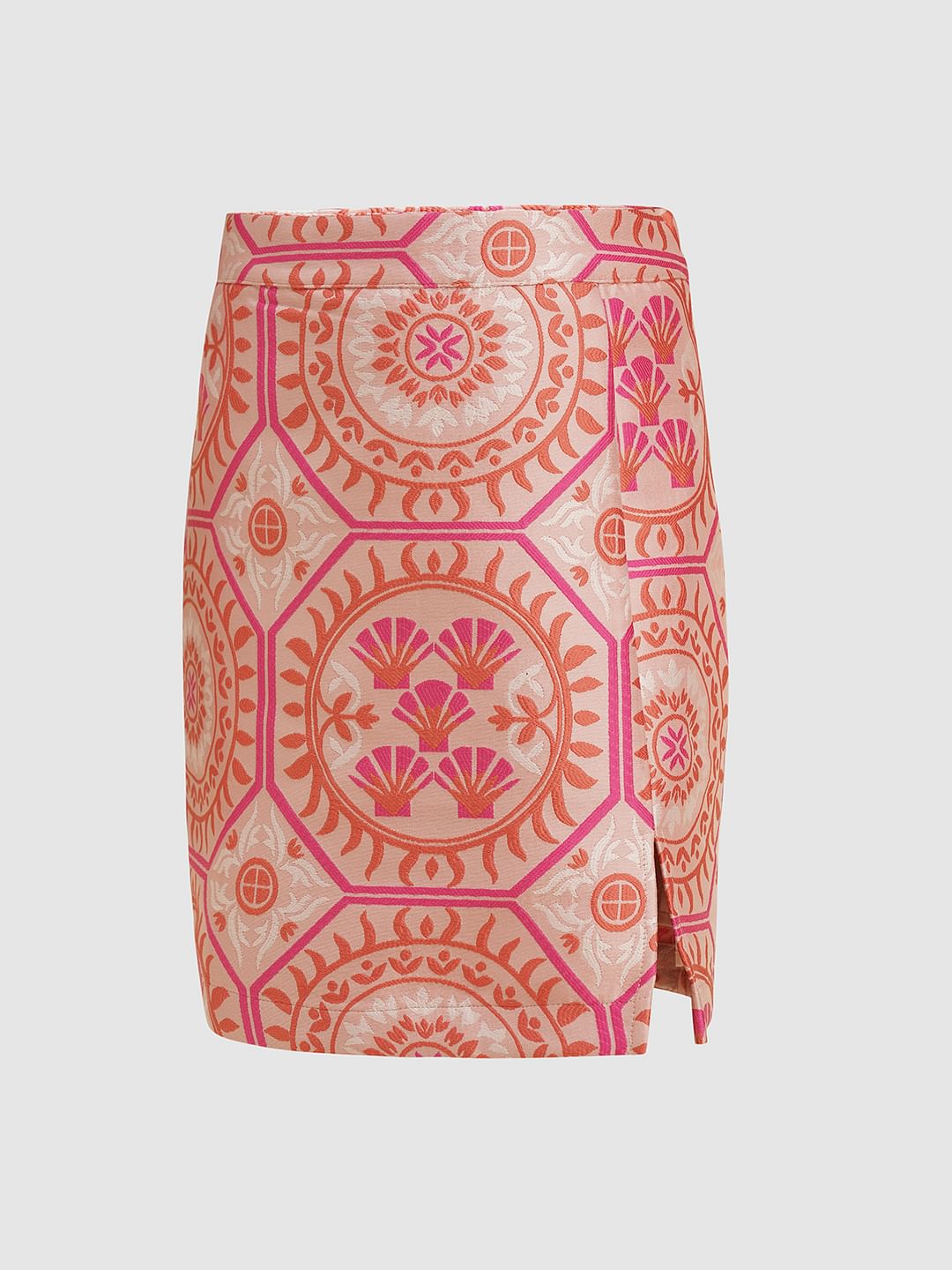 Girls Pink Printed Co-Ord Set Skirt