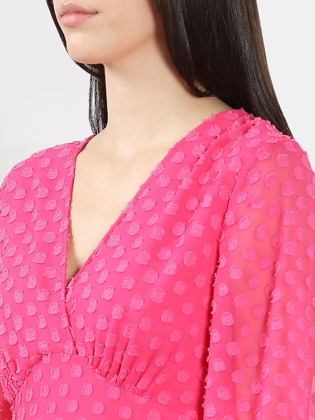 Pink Textured Layered Dress