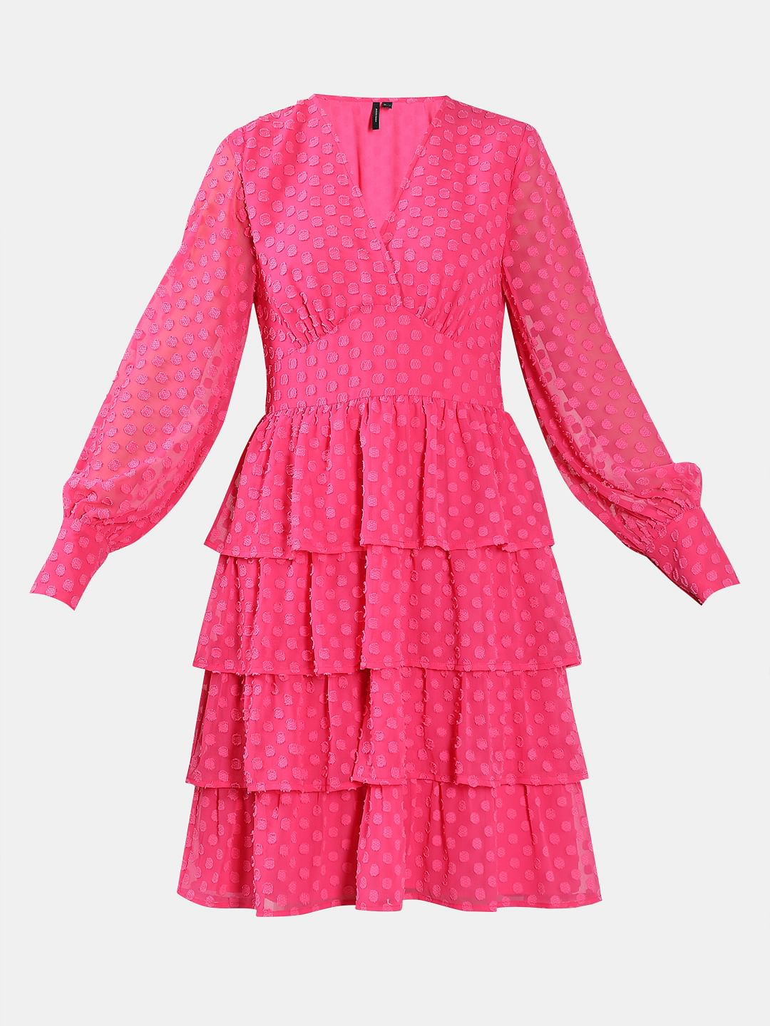 Pink Textured Layered Dress