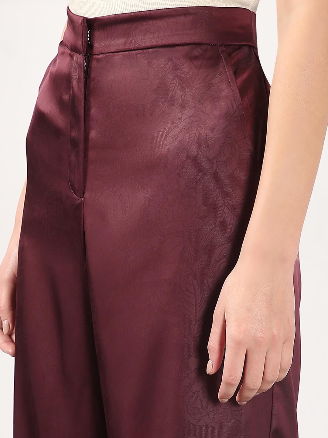 Vero Moda Maroon High Rise Flared Pants