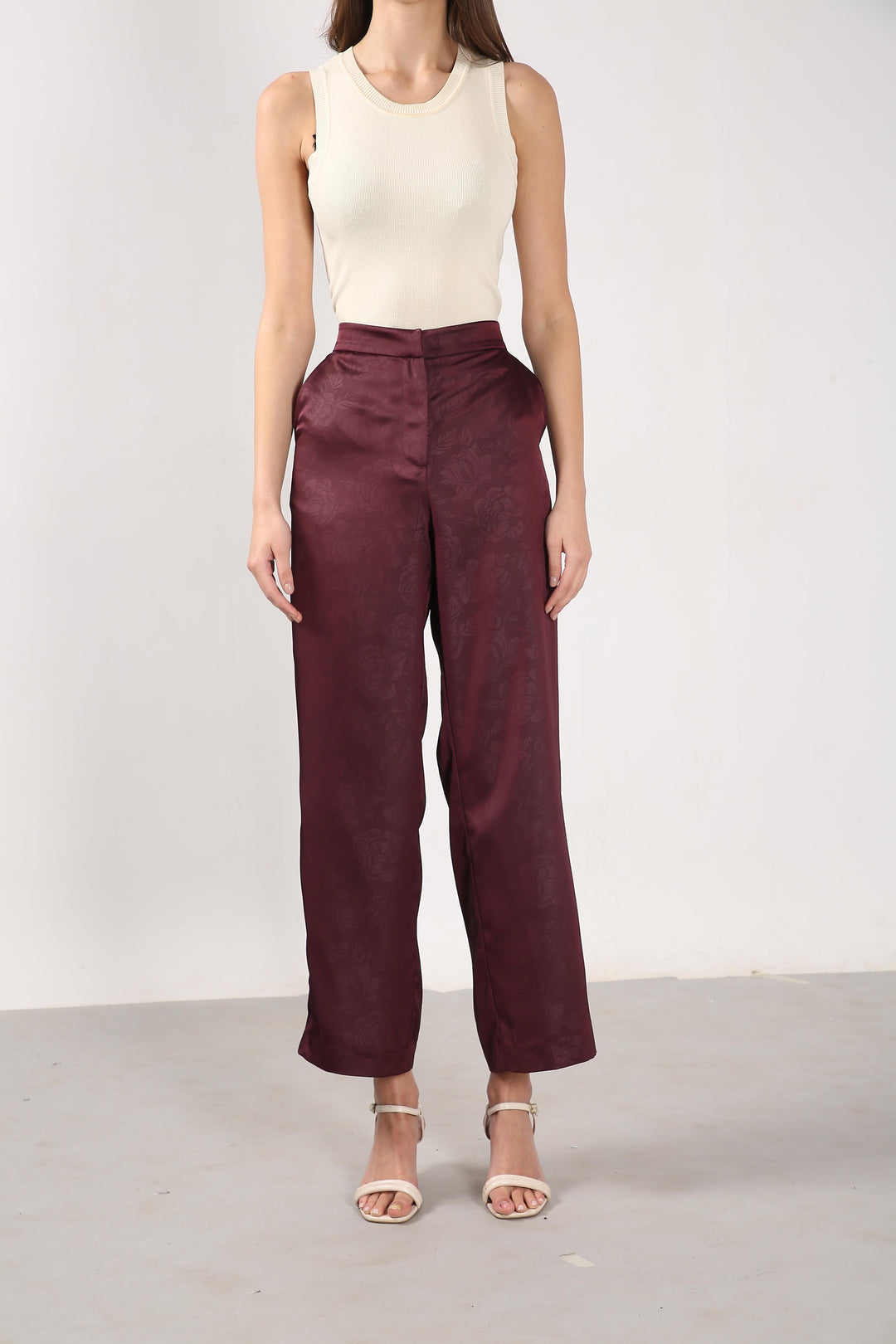 Vero Moda Maroon High Rise Flared Pants