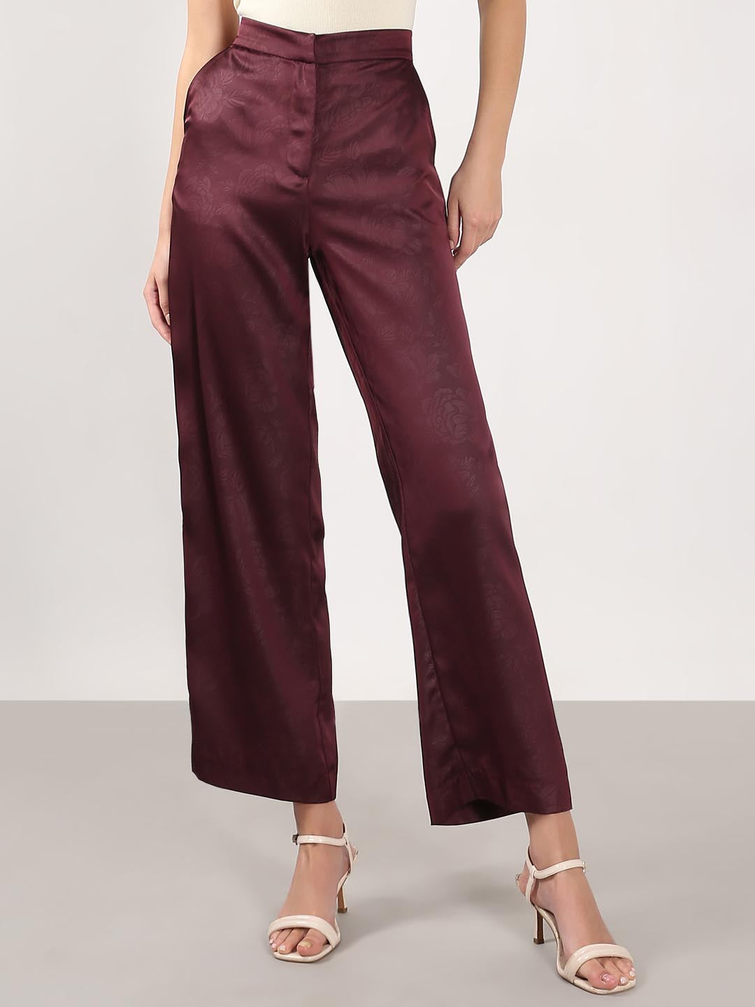 Vero Moda Maroon High Rise Flared Pants