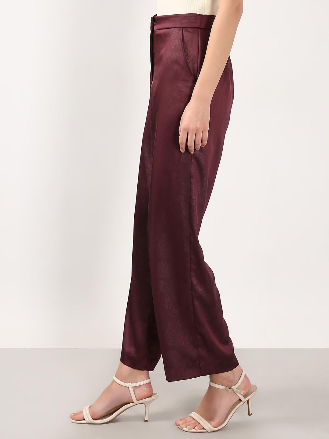 Vero Moda Maroon High Rise Flared Pants