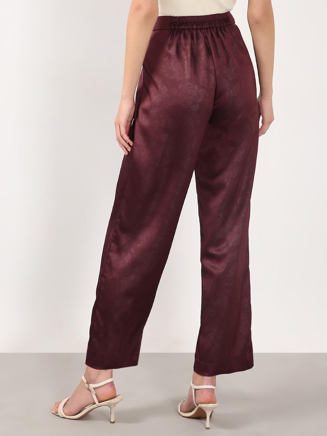 Vero Moda Maroon High Rise Flared Pants