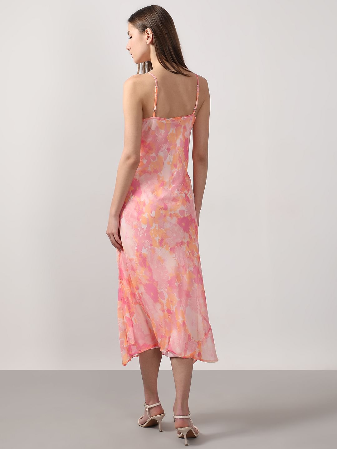 Pink Printed Waterfall Dress