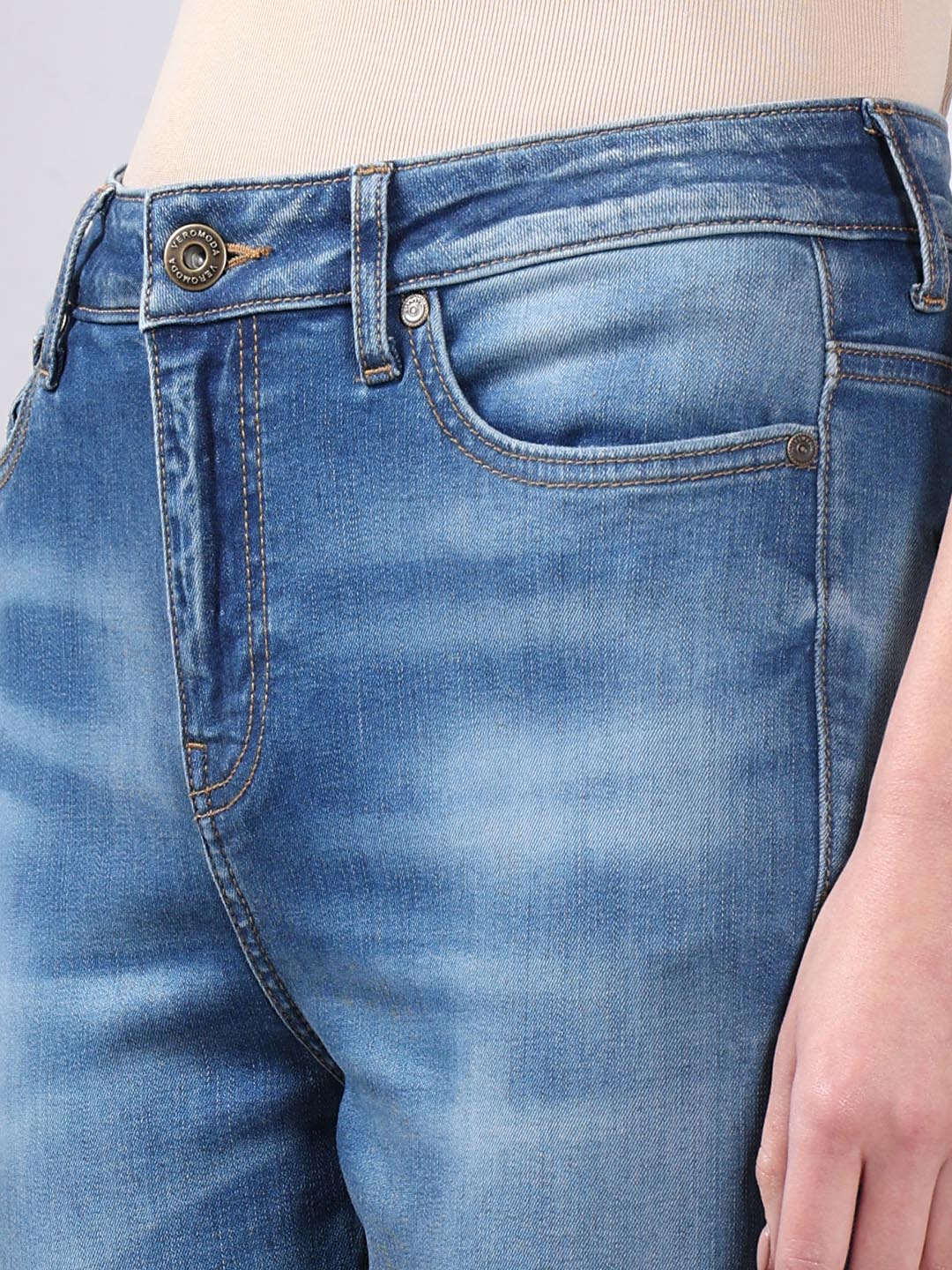 Vero Moda Light Blue Mid Rise Skinny Fit Jeans
