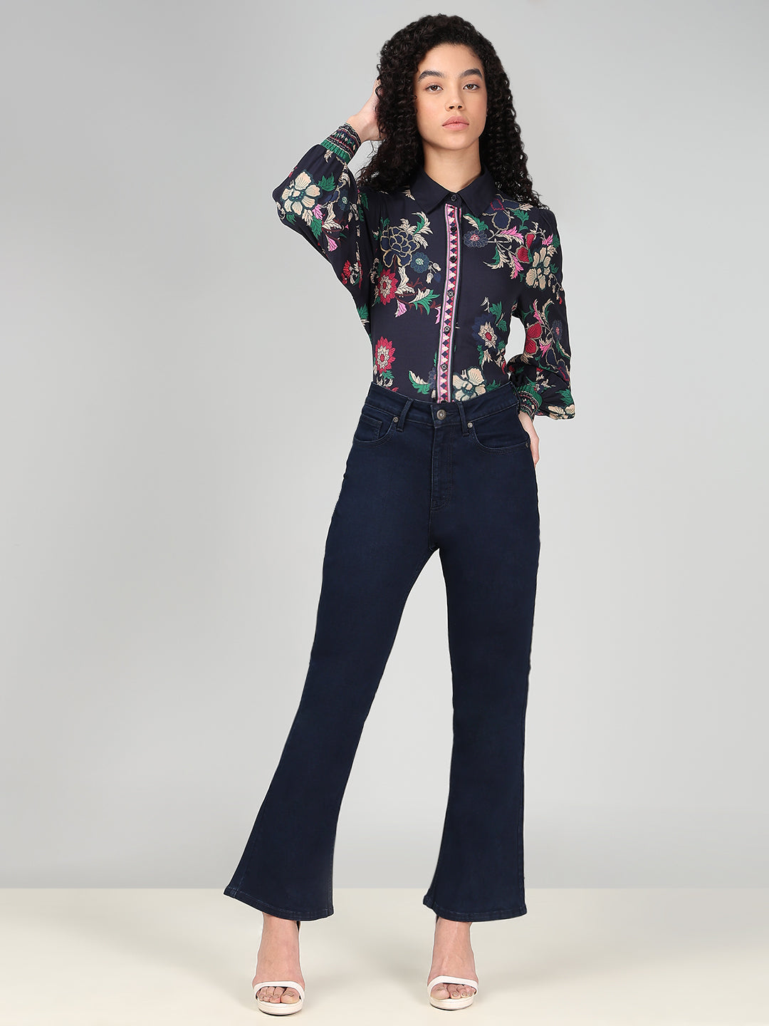 Dark Blue High Rise Bootcut Jeans