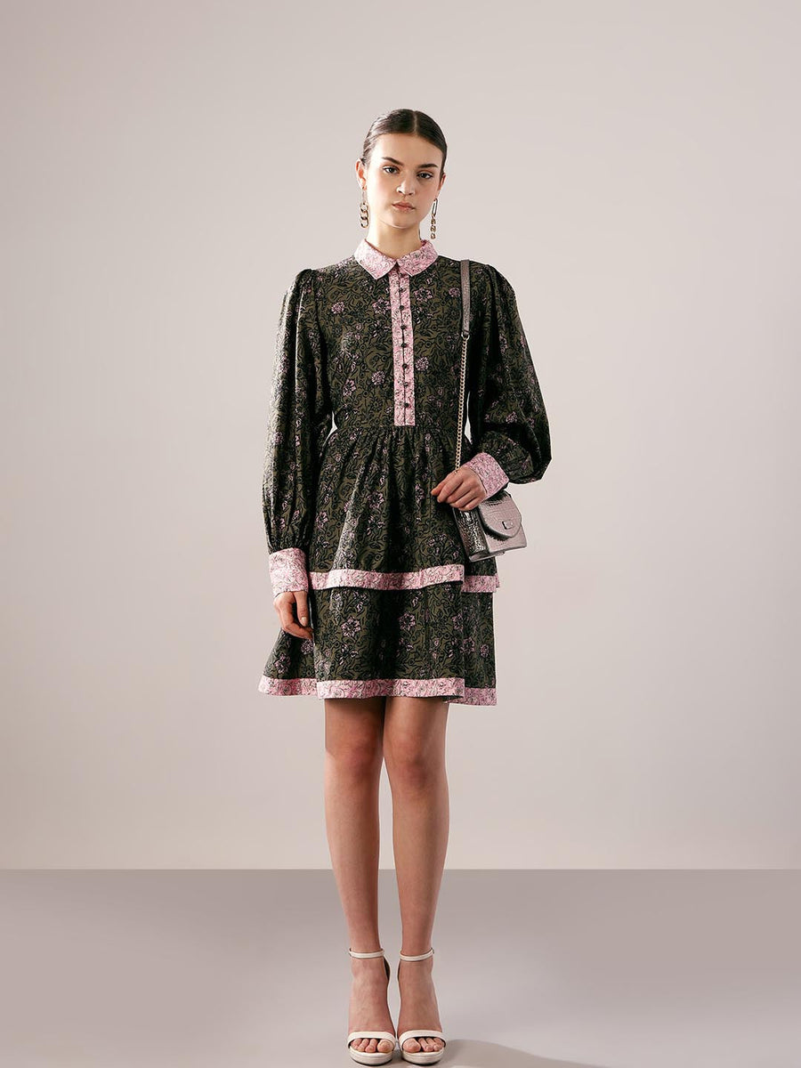 green emerald velvet dress Lace Fit & Flare Midaxi Dress main image 0
