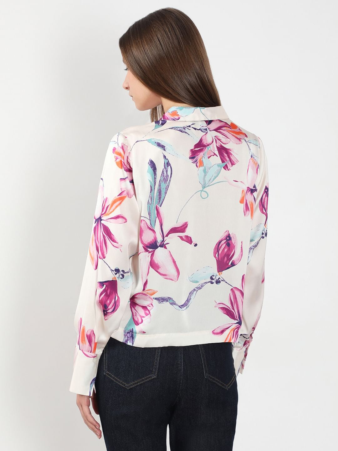 White Floral Print Shirt