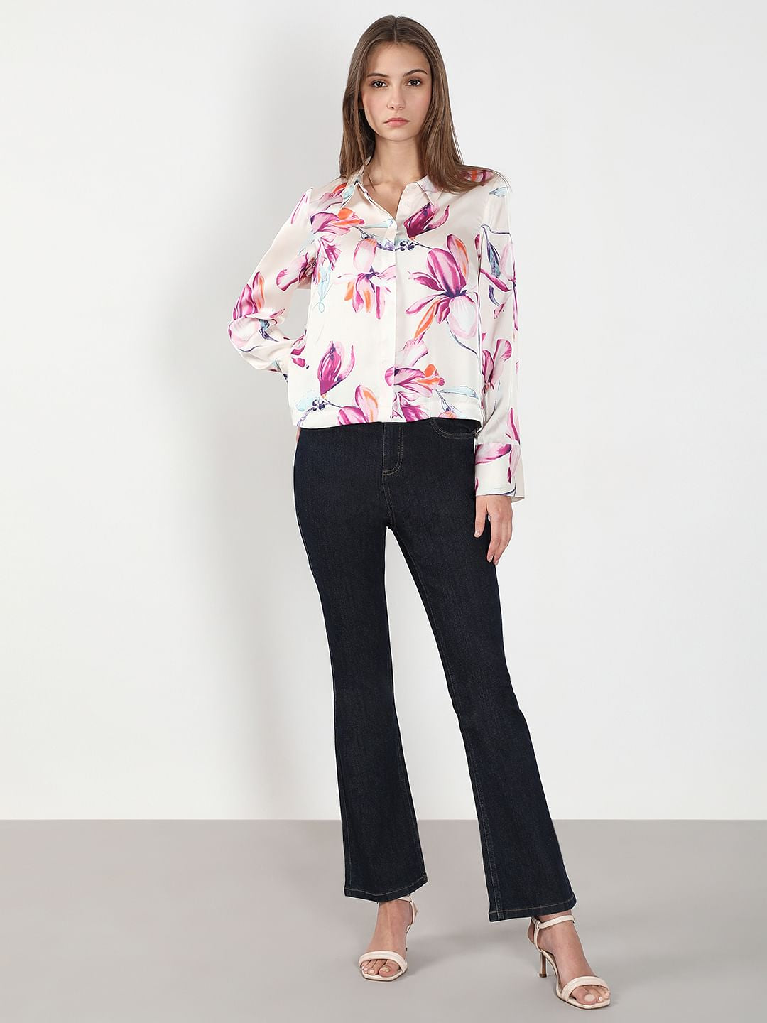 White Floral Print Shirt