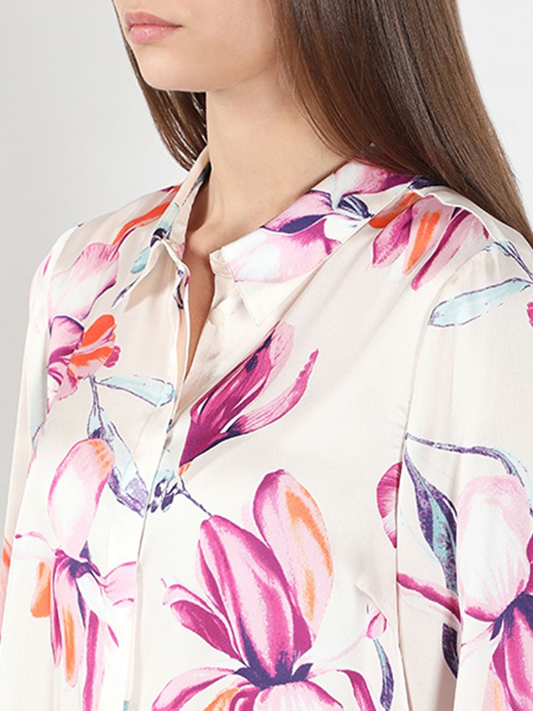 White Floral Print Shirt