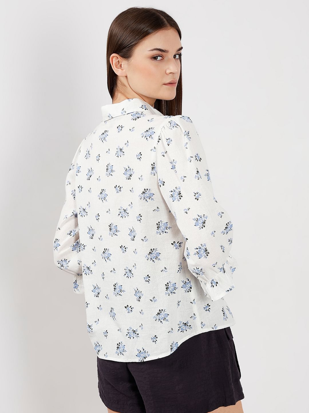 White Floral Cotton Shirt