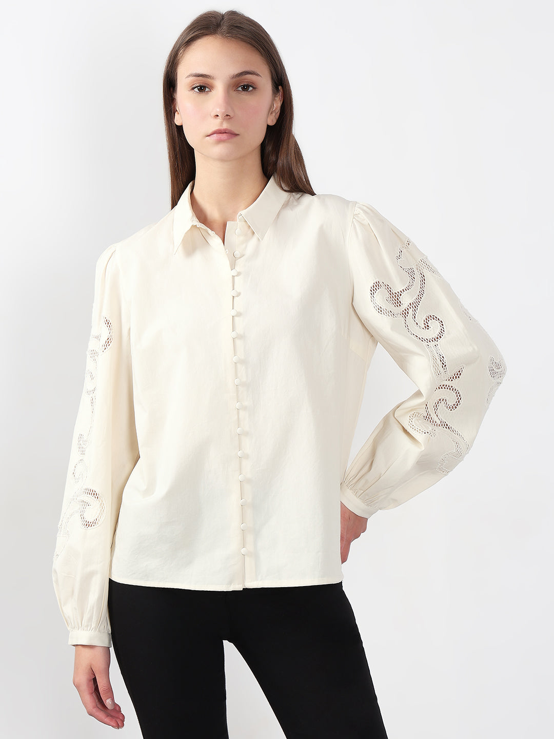 VERO MODA Ivory Button-Down Shirt