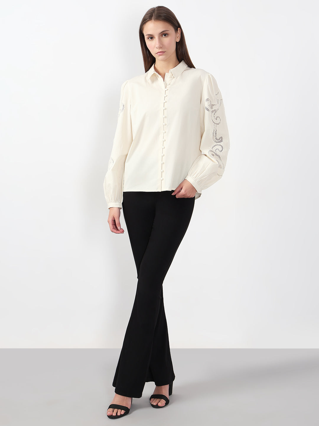 VERO MODA Ivory Button-Down Shirt