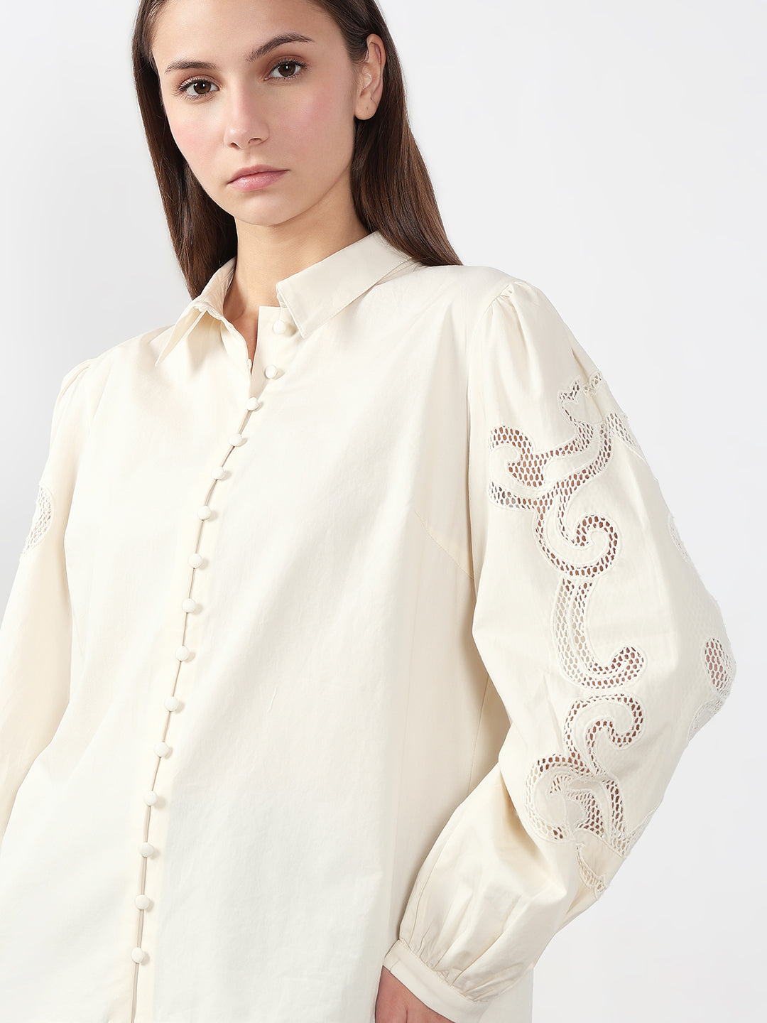 VERO MODA Ivory Button-Down Shirt