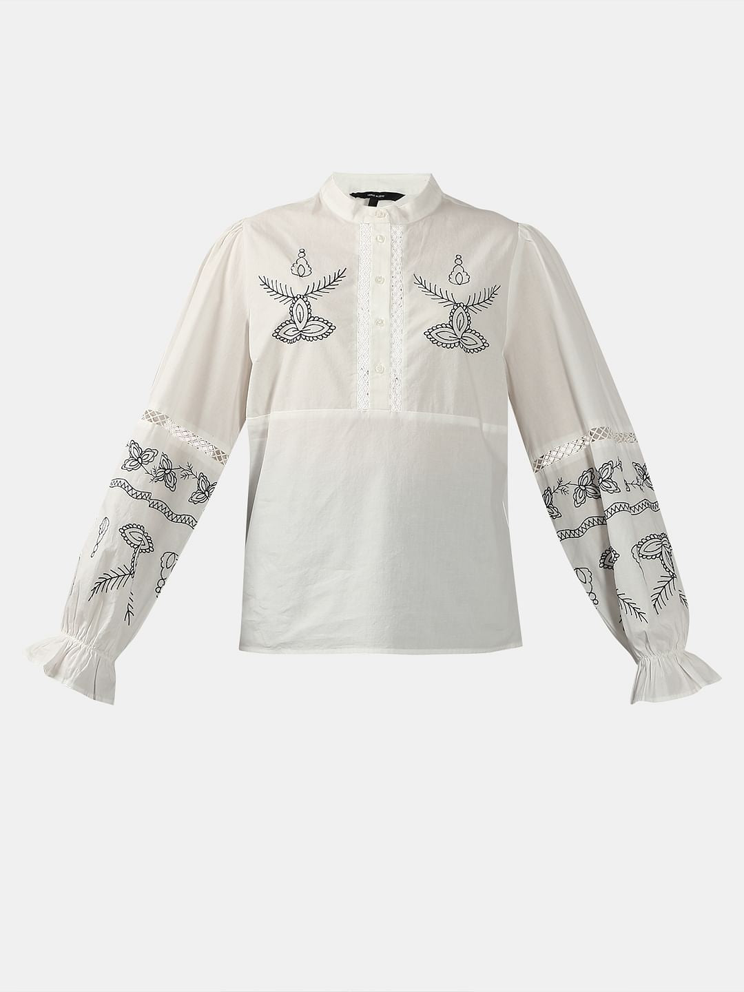 White Embroidered Cotton Top