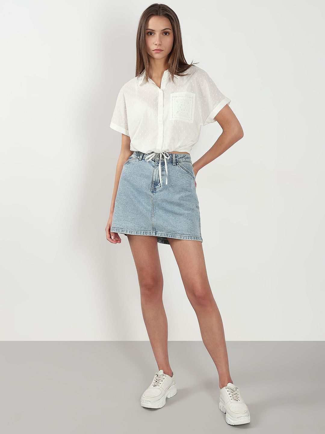 White Cropped Cotton Shirt