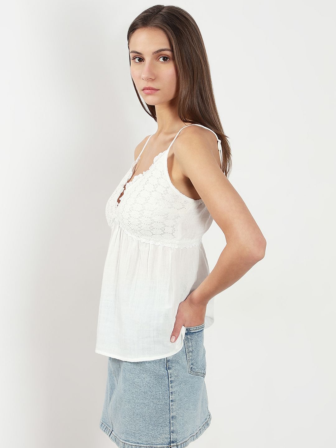 White Strappy Cami Top