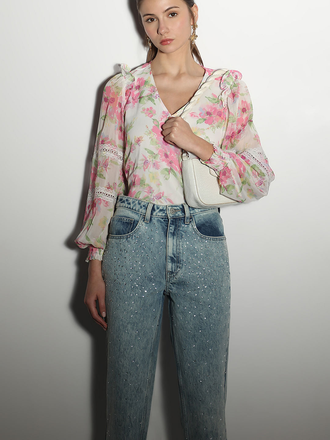 White Printed Top