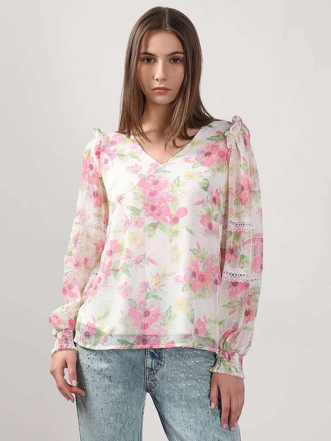 White Printed Top