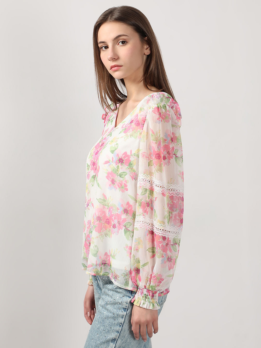 White Printed Top