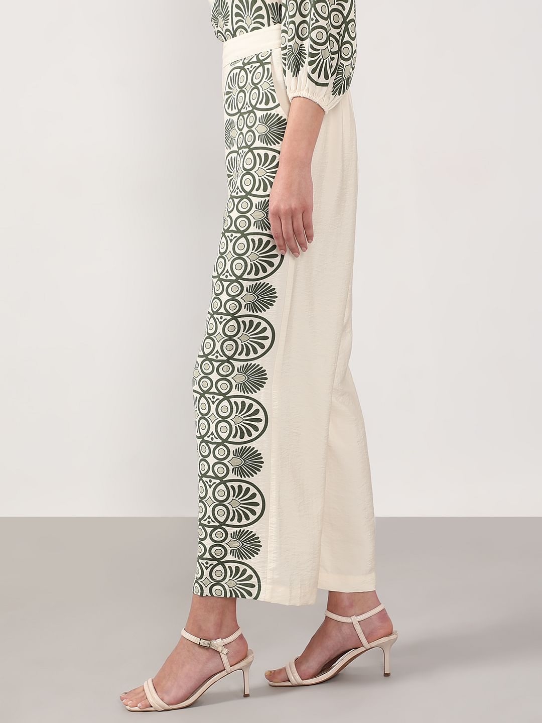 Ecru Printed Co-Ord Set Pants