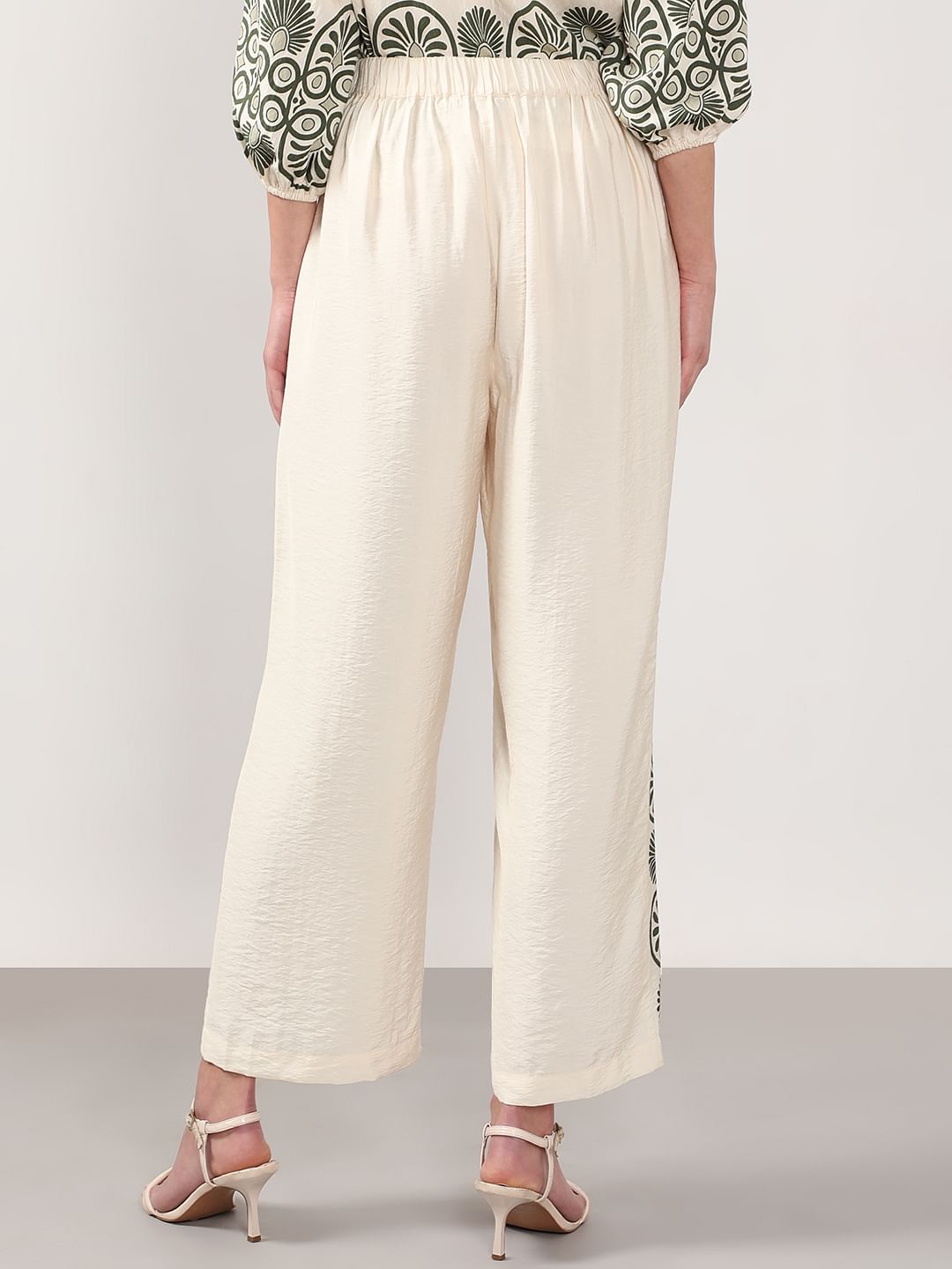 Ecru Printed Co-Ord Set Pants