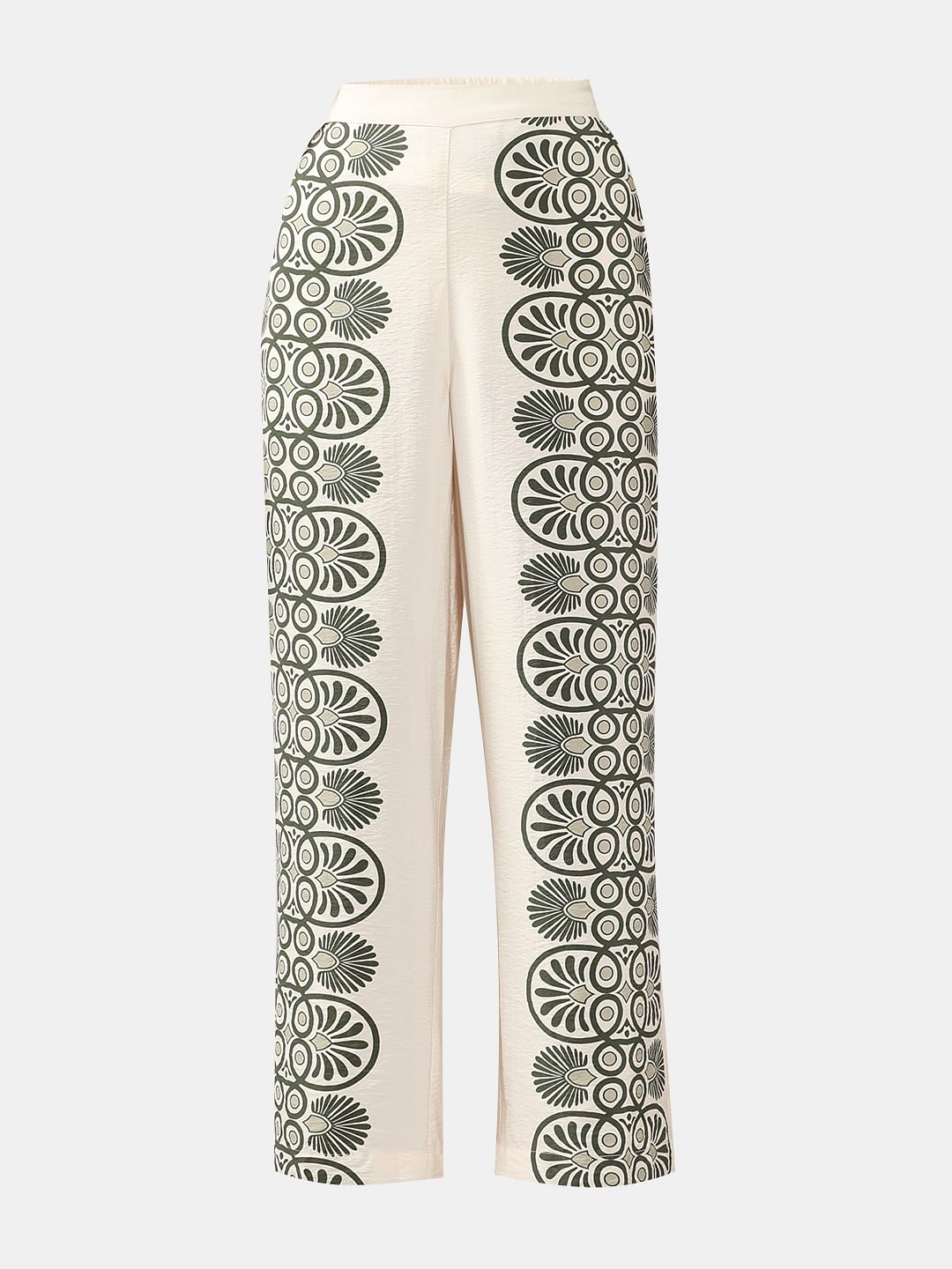 Ecru Printed Co-Ord Set Pants