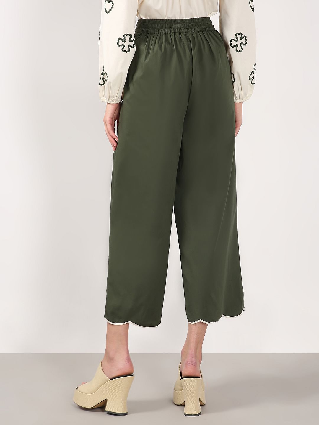 Olive Green Printed Co-Ord Set Pants