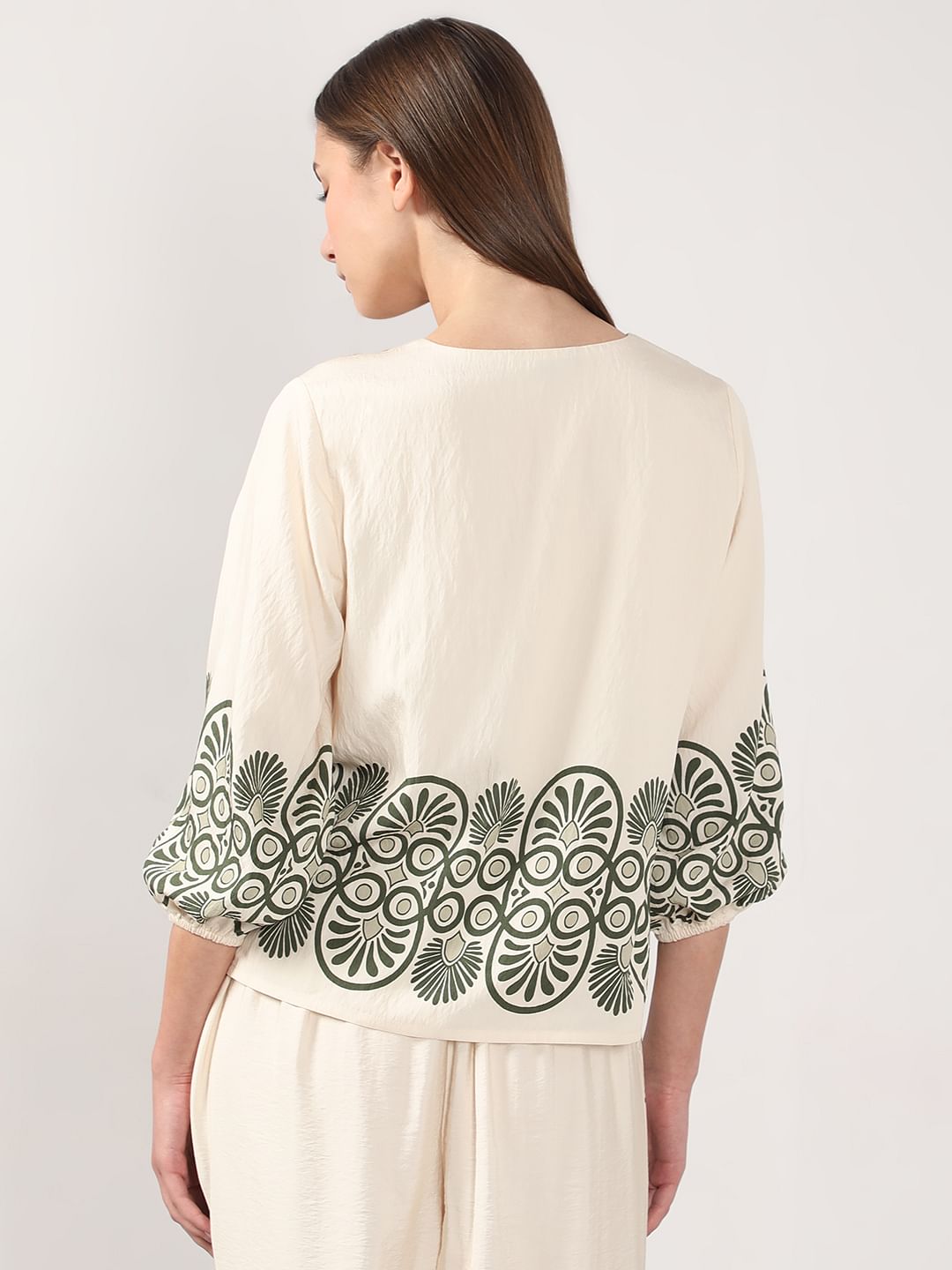 Ecru Printed Co-Ord Set Top