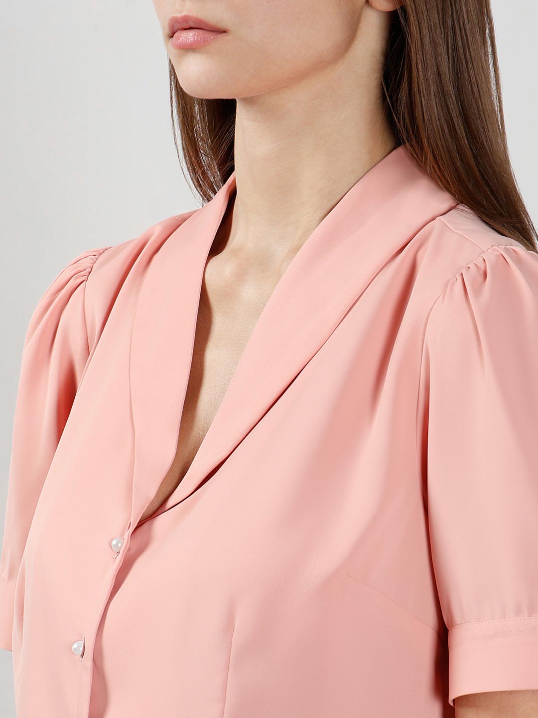 Vero Moda Pink Shawl Collar Shirt