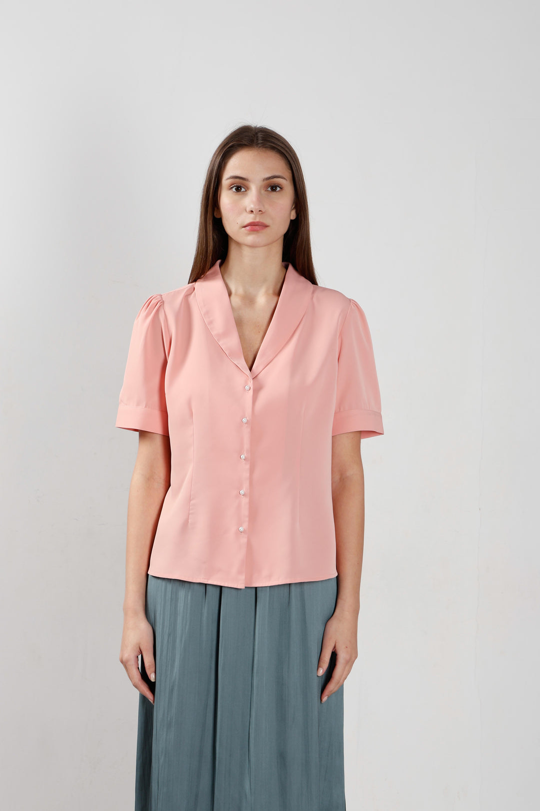 Vero Moda Pink Shawl Collar Shirt