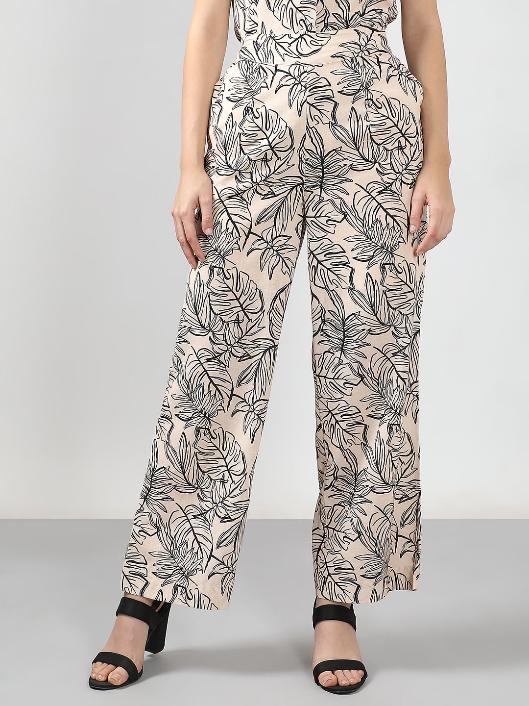 Beige Printed Co-Ord Set Pants