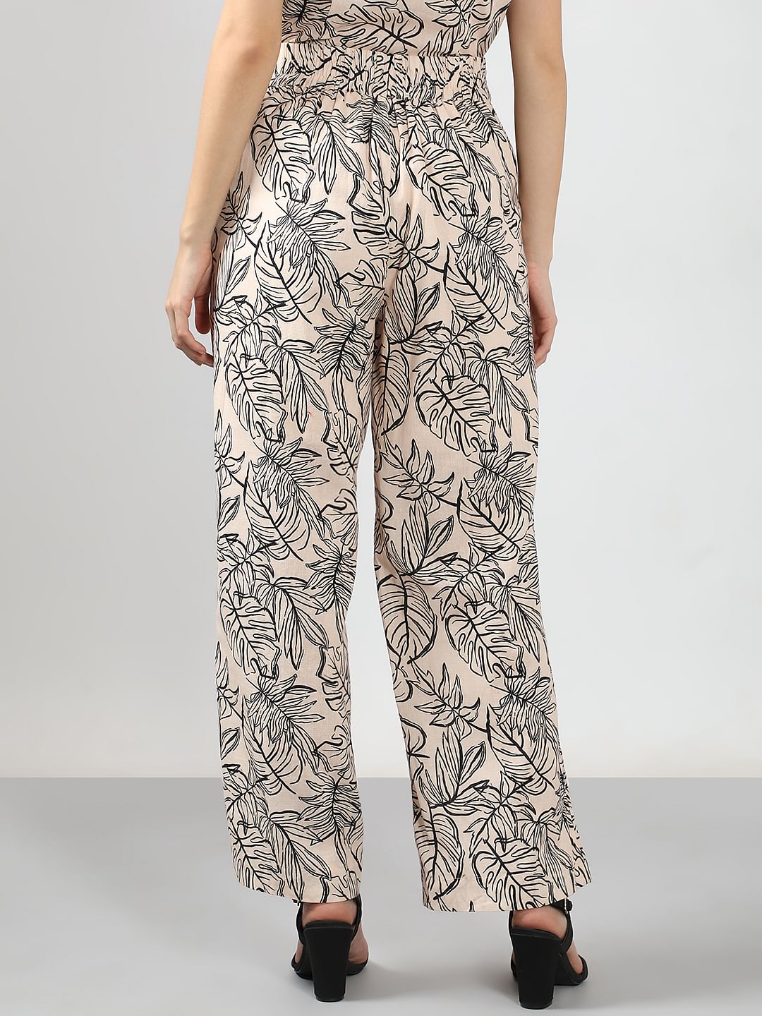 Beige Printed Co-Ord Set Pants