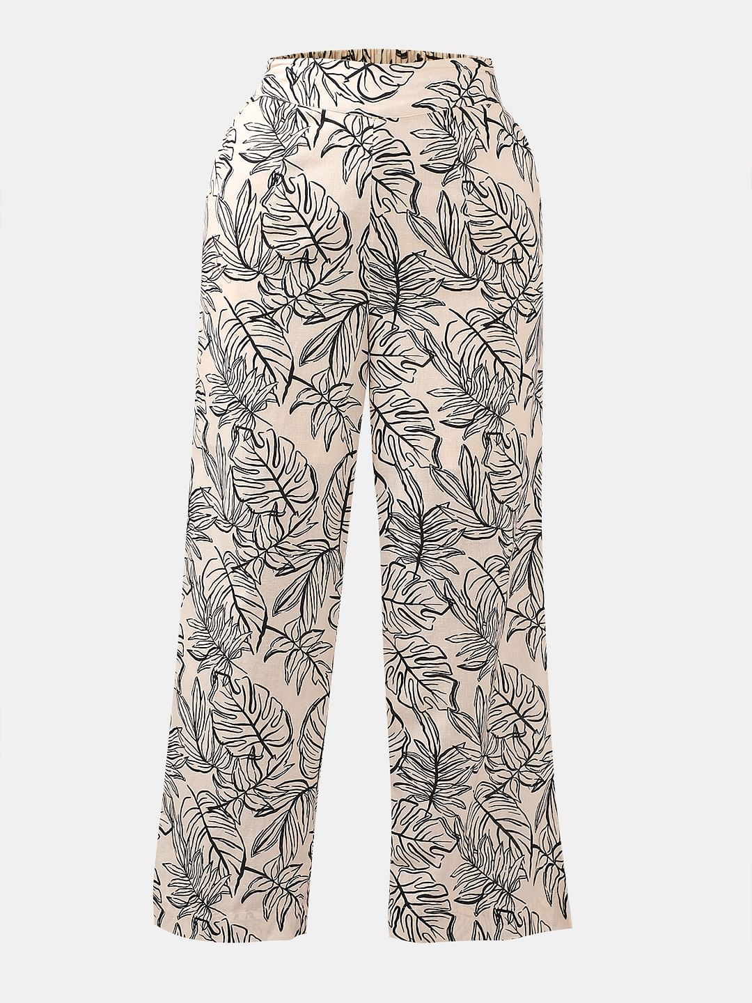 Beige Printed Co-Ord Set Pants
