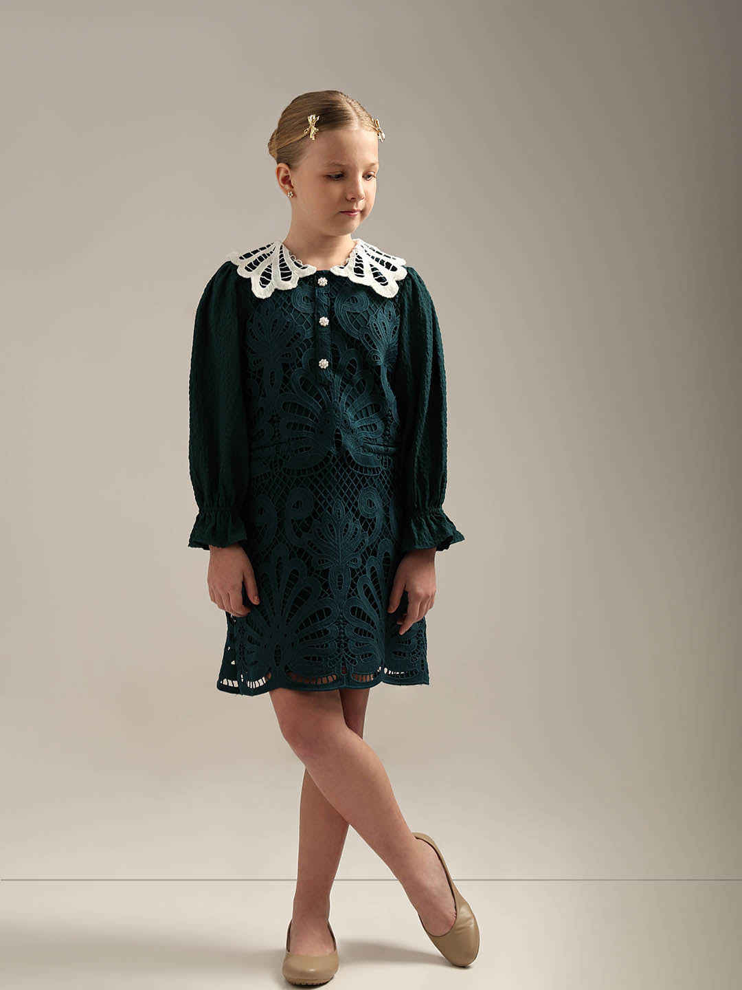 GIRLS Green Lace Dress