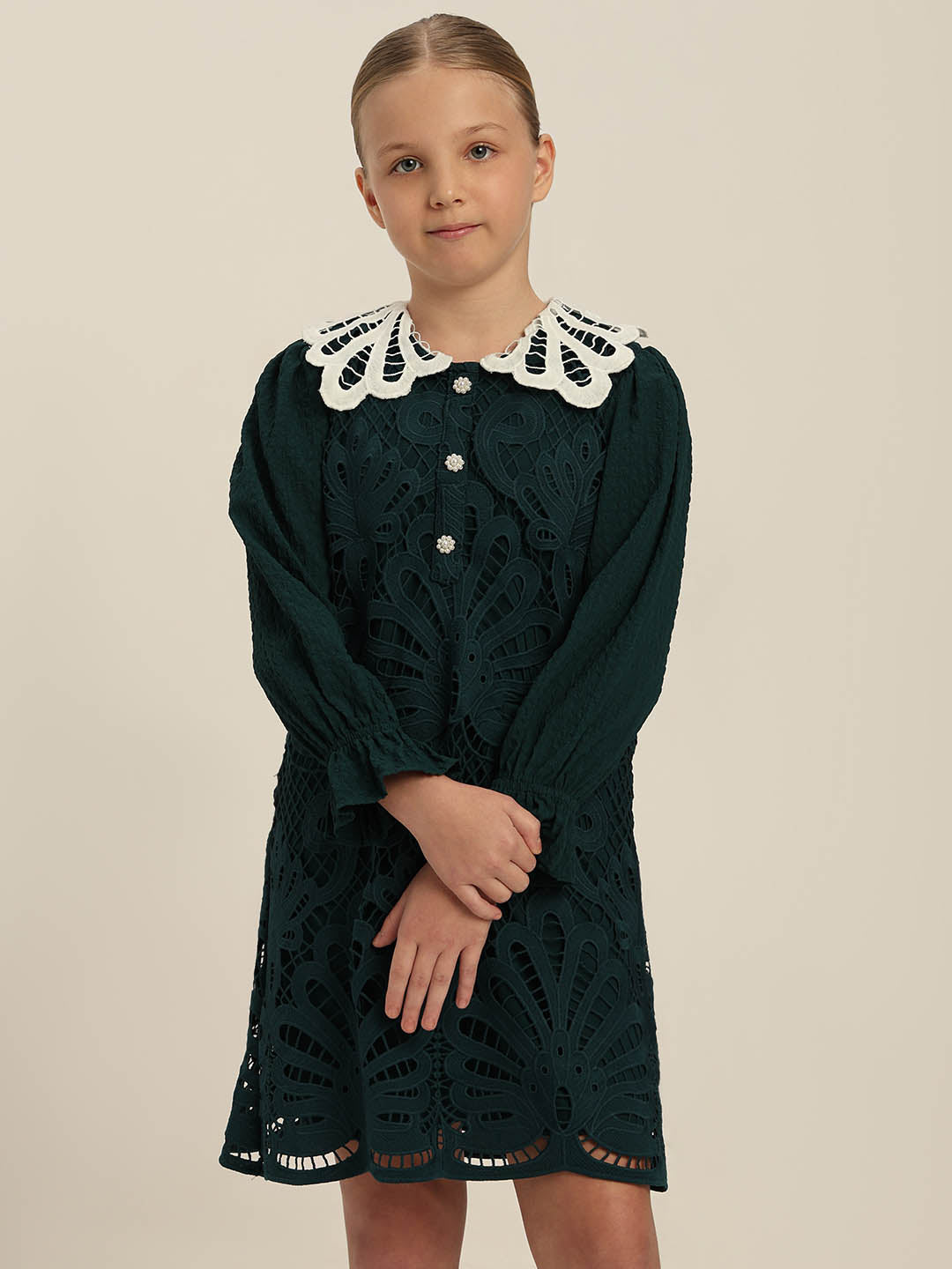 GIRLS Green Lace Dress