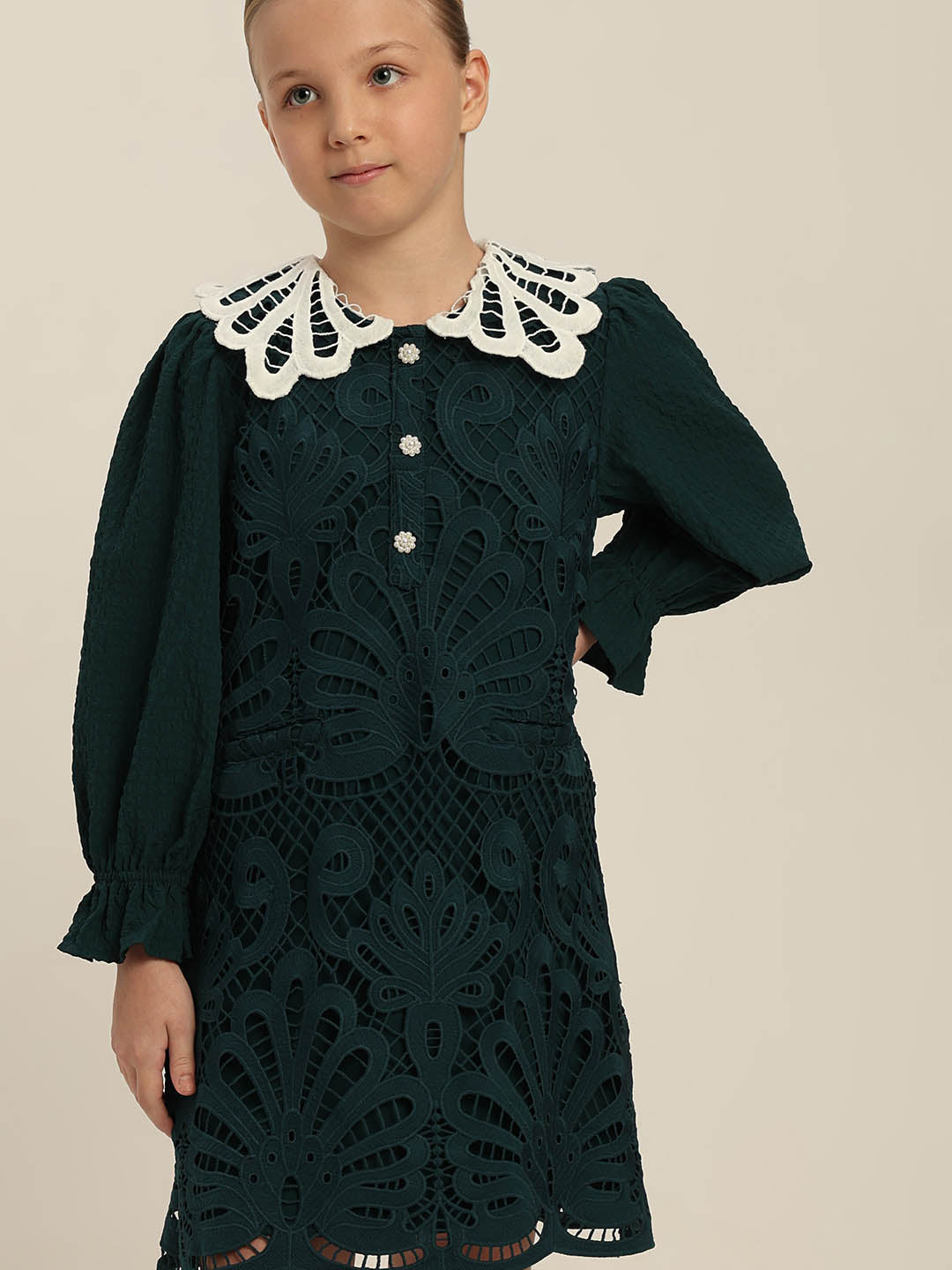 GIRLS Green Lace Dress