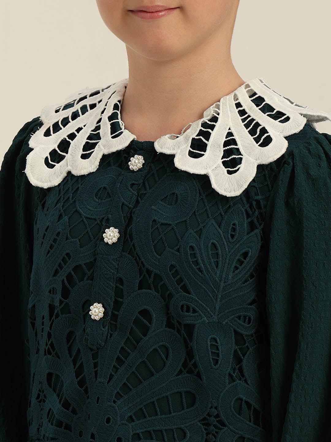 GIRLS Green Lace Dress