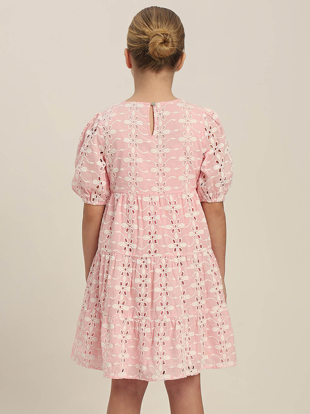 GIRLS Pink Embroidered Cotton Dress