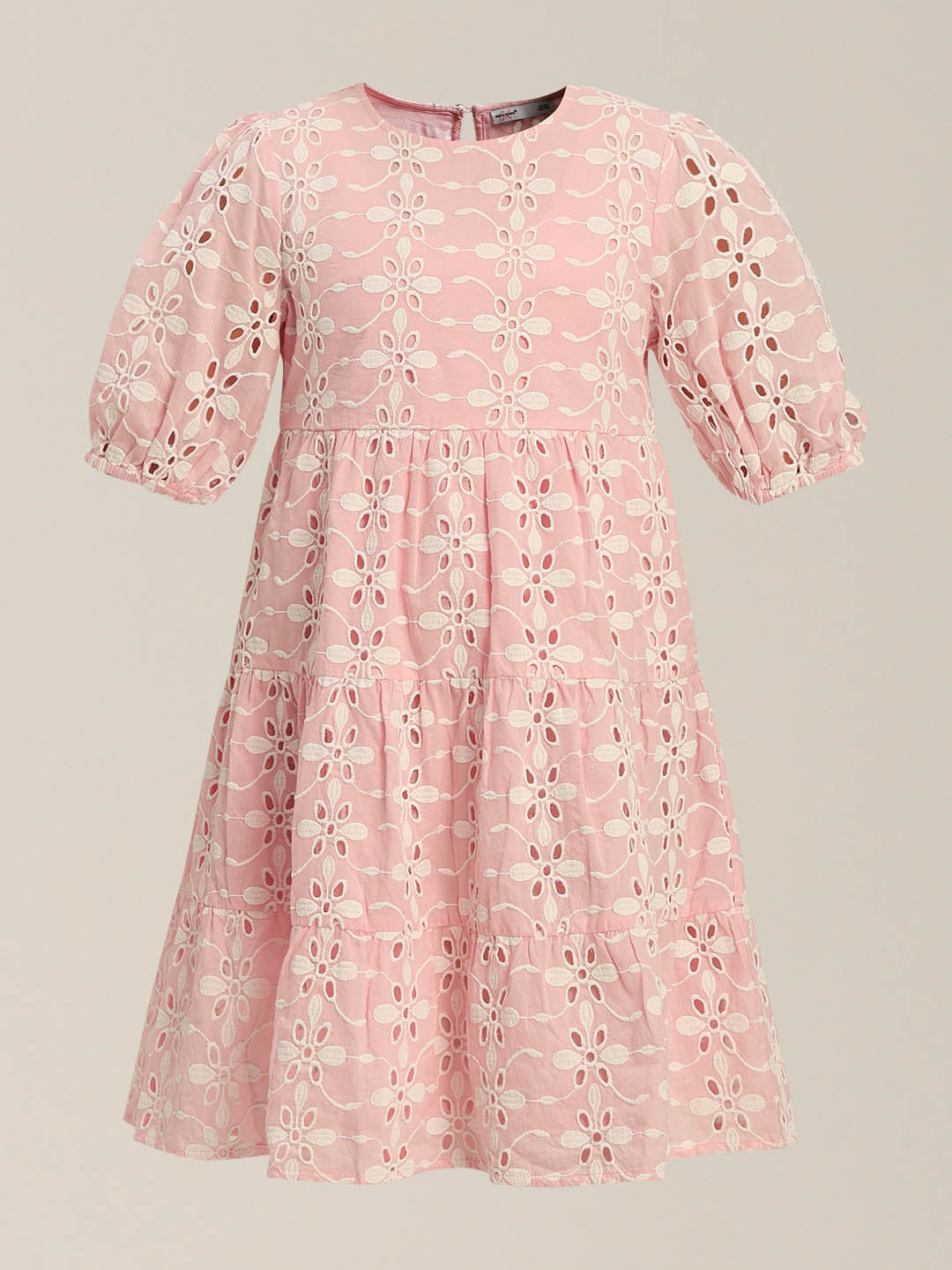 GIRLS Pink Embroidered Cotton Dress