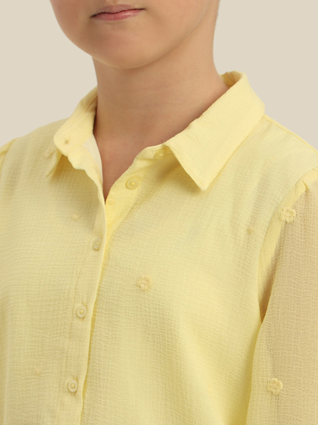 GIRLS Pastel Yellow Cropped Shirt