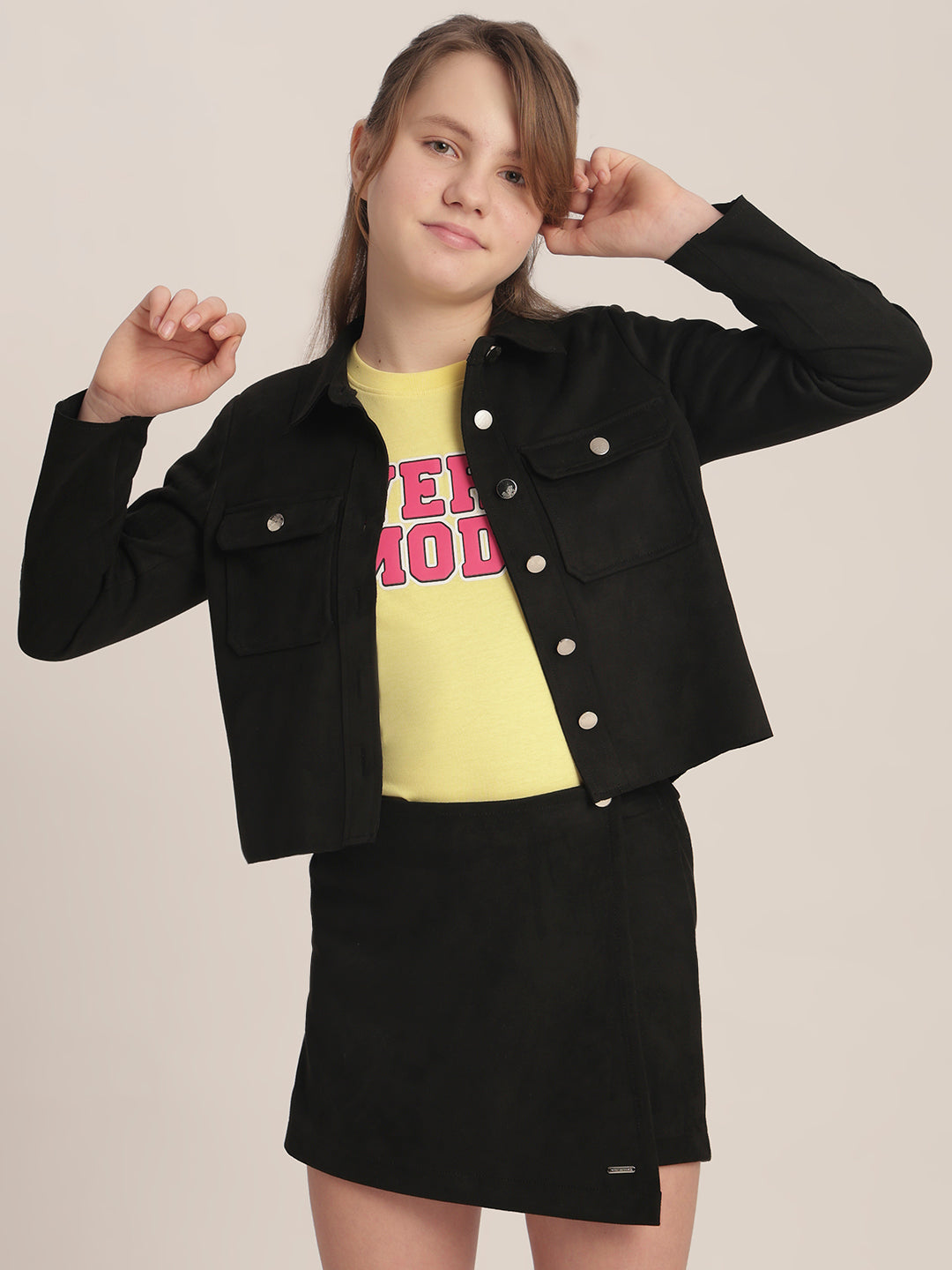 Girls Premium Black Shacket