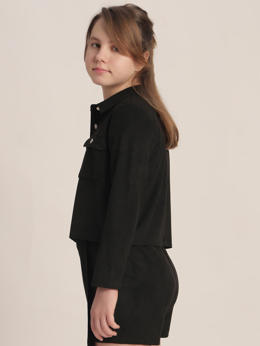 Girls Premium Black Shacket