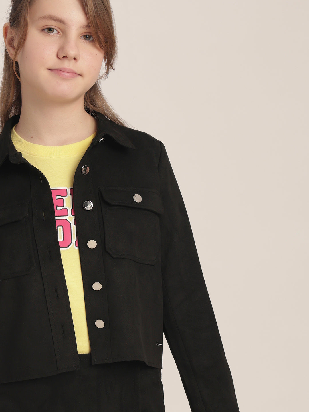 Girls Premium Black Shacket