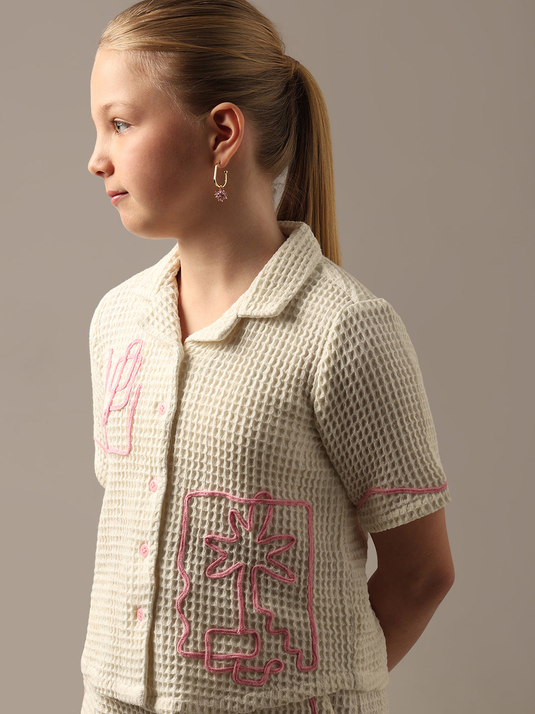 GIRL Embroidered Short Sleeves Shirt