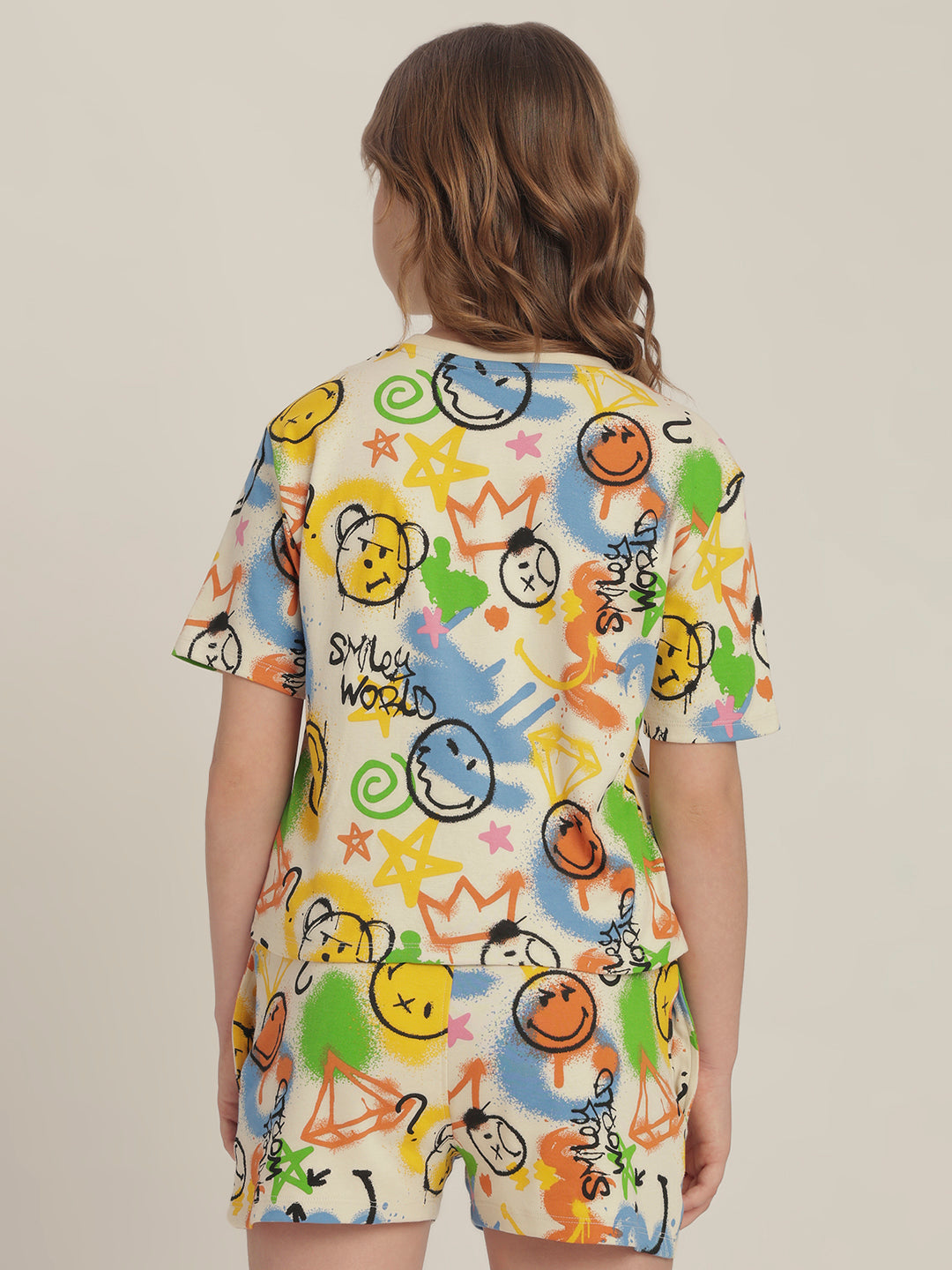 Girls Graffiti Printed Cotton T-Shirt