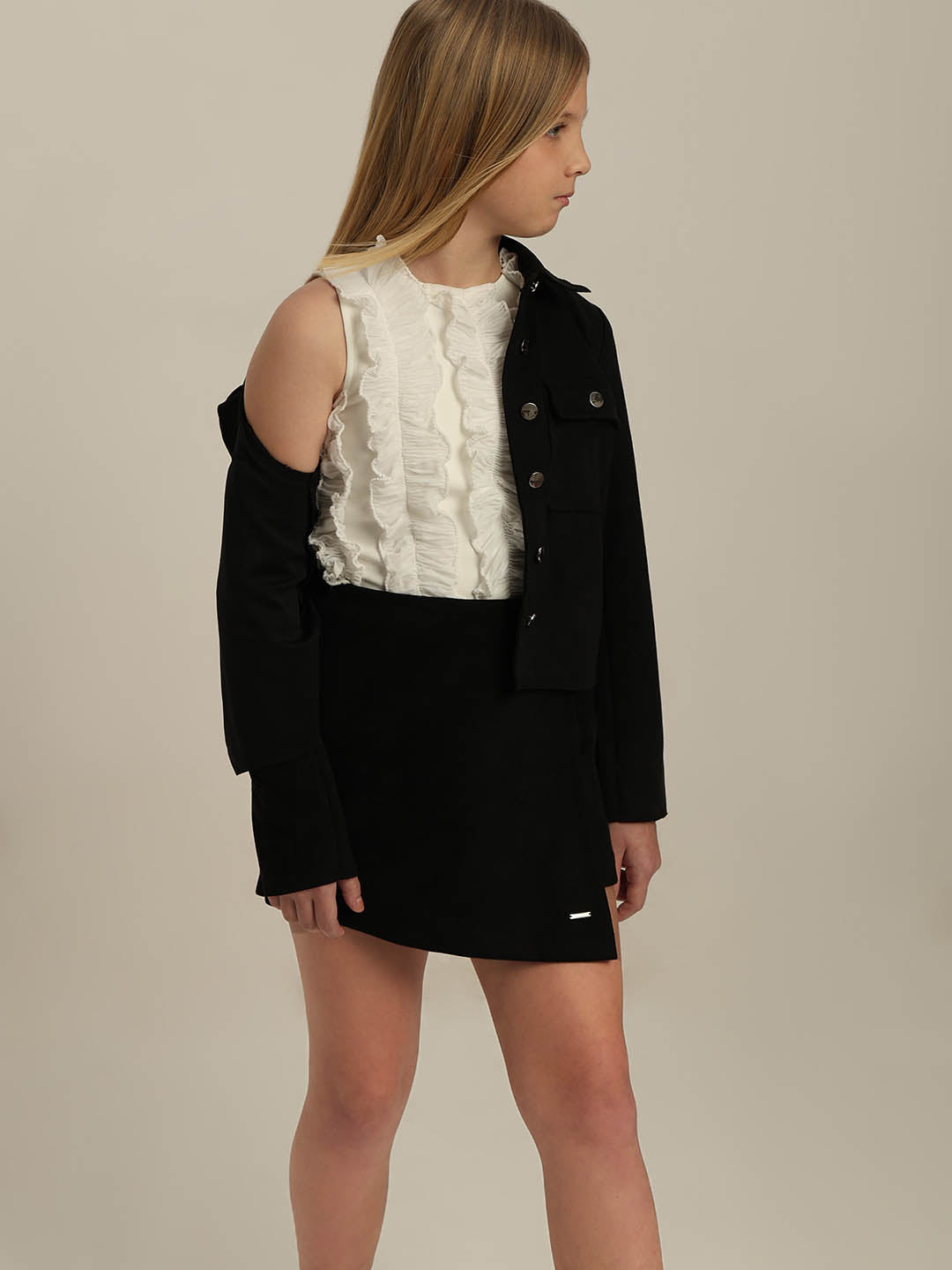 GIRLS White Ruffle Sleeveless Top